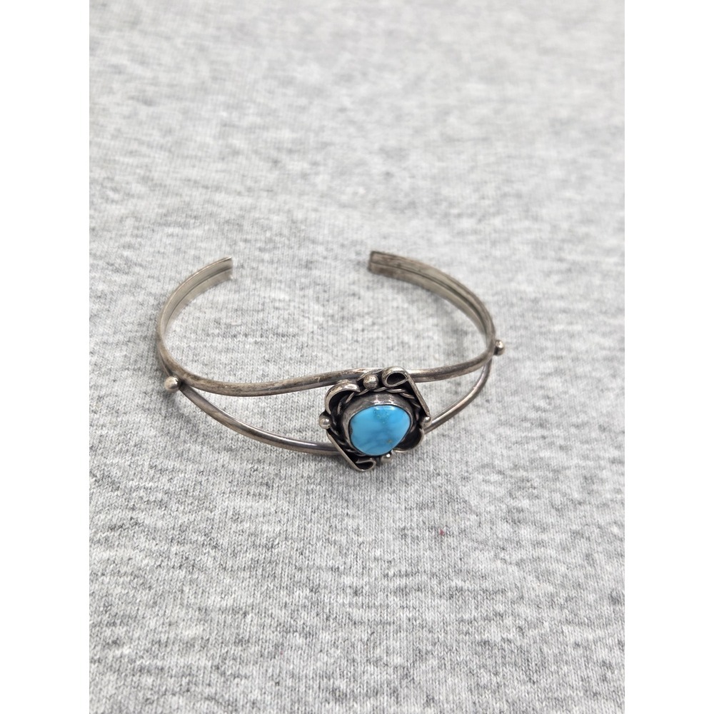 Vintage Southwestern 925 Silver Turquoise Tier Cuff Bracelet Handmade 6.25in